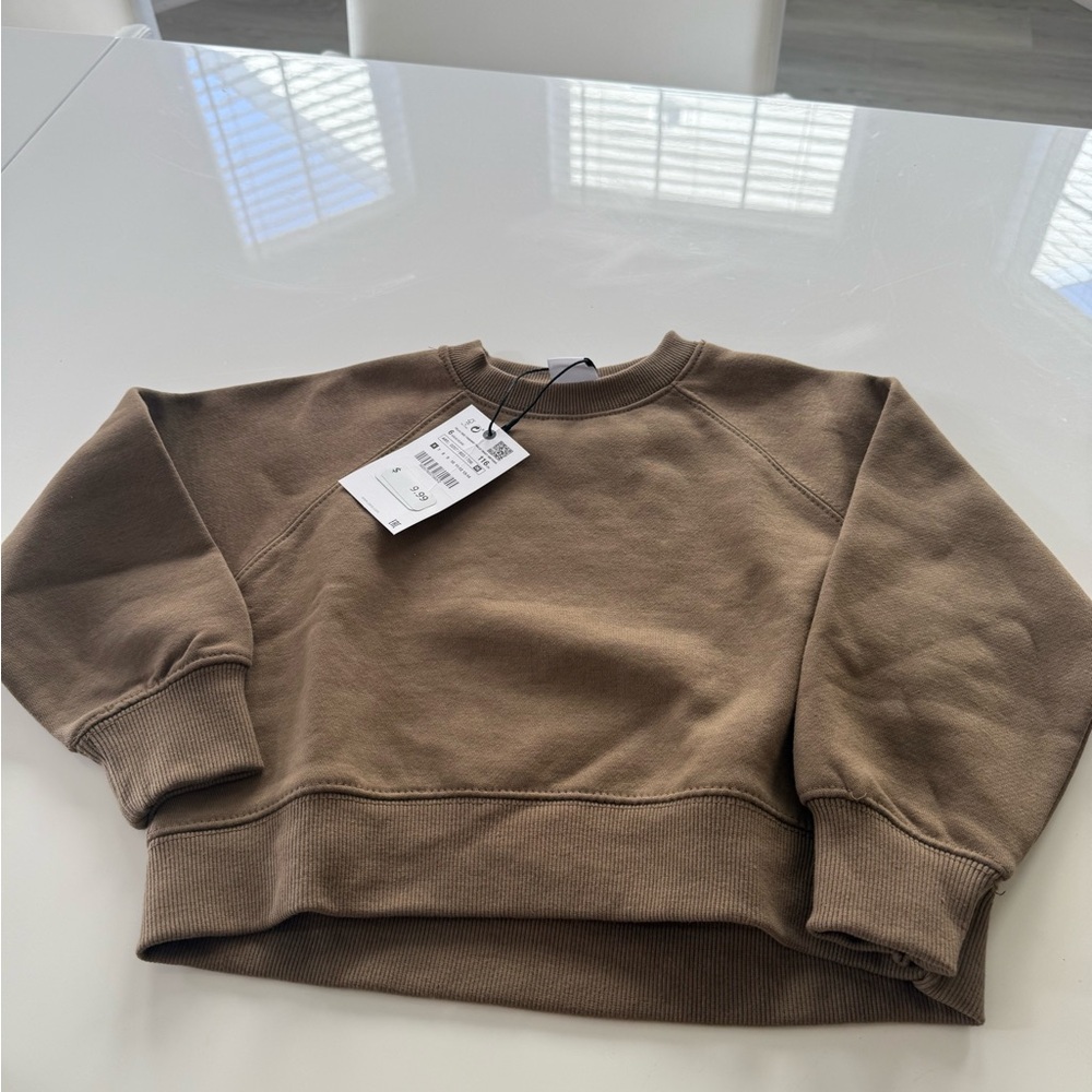 NWT Zara Kids Brown Sweatshirt Cropped 6